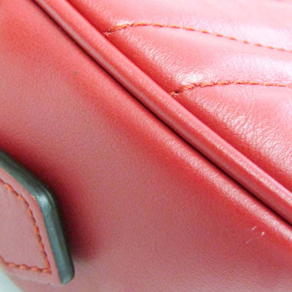 GUCCI Authentic Red Leather GG Marmont Shoulder Bag - Picture 6 of 12